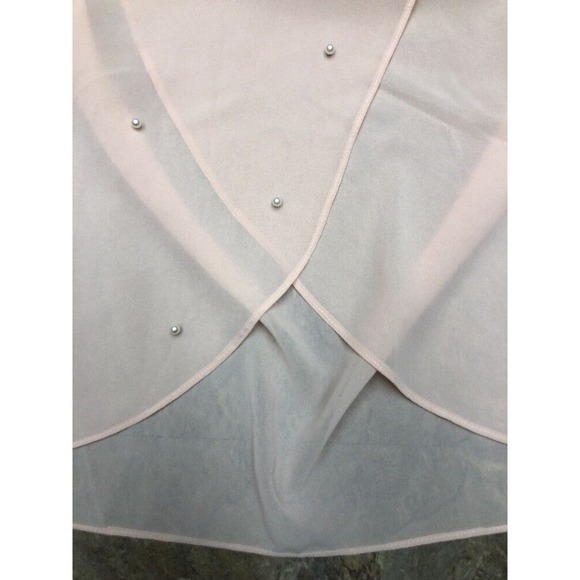 Marineblu Sz S Blush Pink Sleeveless Draped Back Blouse Pearl Front Tank Top - Picture 2 of 9